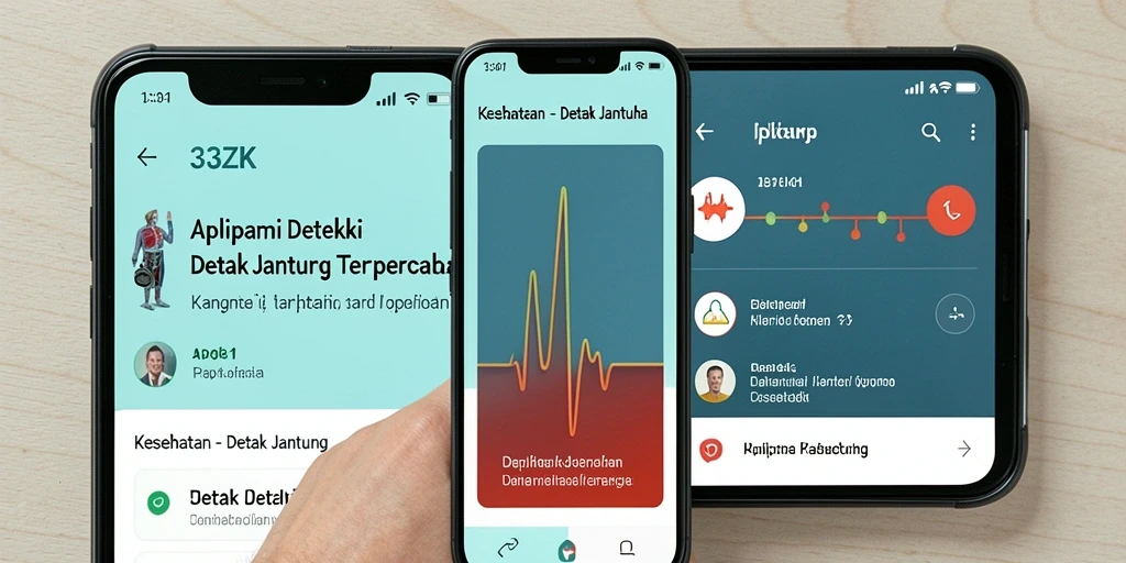 Antarmuka aplikasi 33ZK yang menampilkan fitur pemantauan detak jantung.