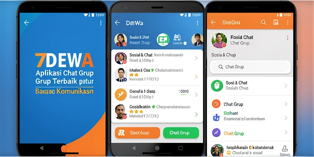 Tampilan antarmuka aplikasi 7DEWA untuk chat grup yang interaktif.