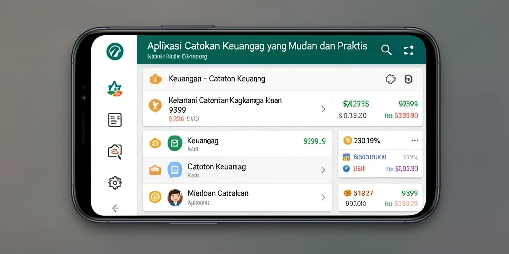 Tampilan antarmuka aplikasi Catatan Keuangan 9399 yang sederhana dan intuitif.