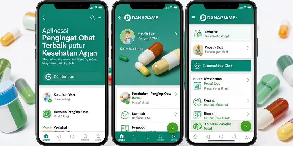 Antarmuka aplikasi Pengingat Obat DANAGAME yang sederhana dan intuitif.