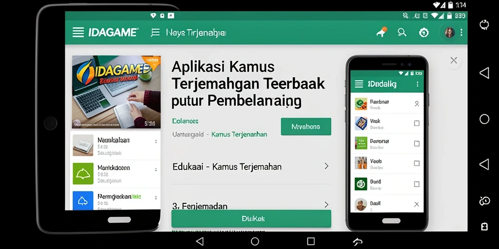 Antarmuka aplikasi IDAGAME yang intuitif dan mudah digunakan.