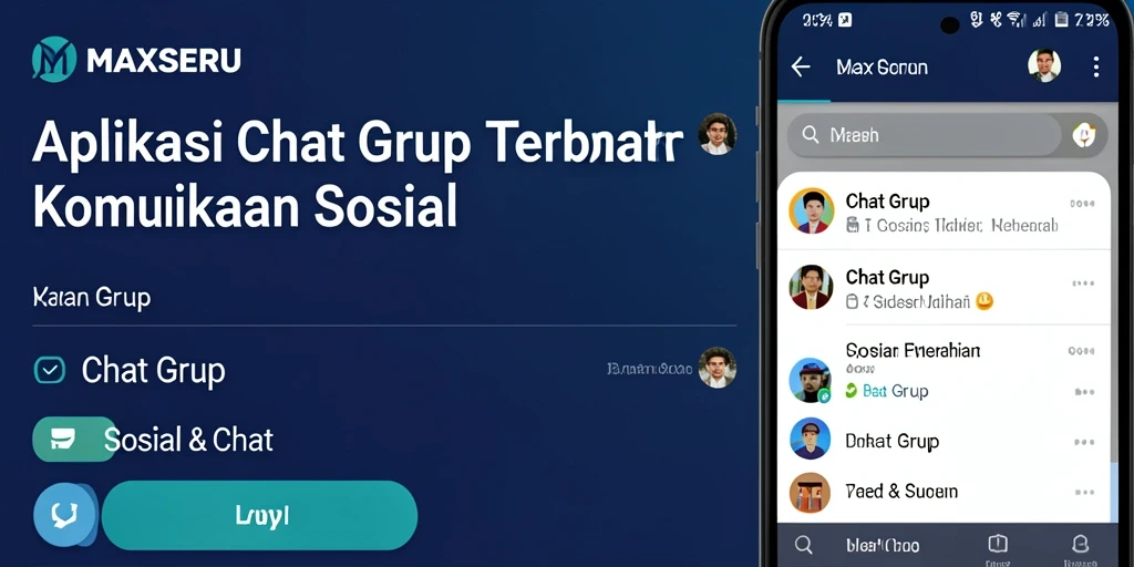 Tampilan antarmuka grup chat MAXSERU yang modern dan intuitif.