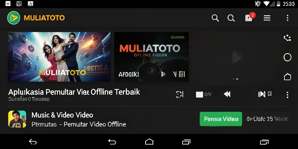 Tampilan antarmuka MULIATOTO untuk pemutar video offline.